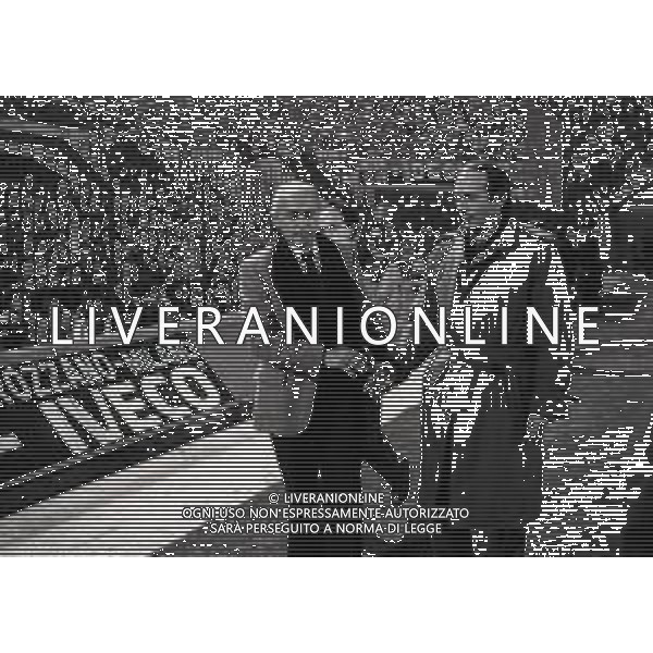 02-03-1983 MILANO ANDATA QUARTI DI FINALE DI COPPA DELLE COPPE INTER REAL MADRID 1-1 NELLA FOTO RINO MARCHESI E ALFREDO DI STEFANO AG ALDO LIVERANI SAS