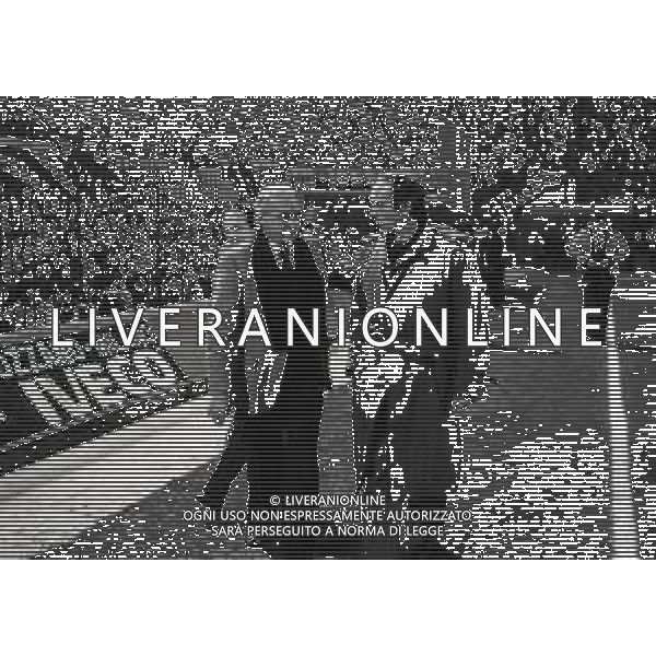 02-03-1983 MILANO ANDATA QUARTI DI FINALE DI COPPA DELLE COPPE INTER REAL MADRID 1-1 NELLA FOTO RINO MARCHESI E ALFREDO DI STEFANO AG ALDO LIVERANI SAS