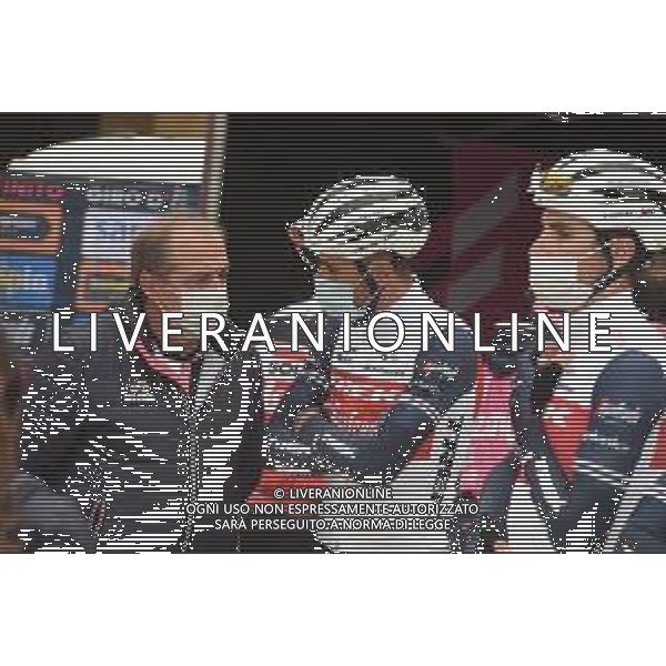 16-10-2020 Giro D\'italia; Tappa 13 Cervia - Monselice; 2020, Trek - Segafredo; Nibali, Vincenzo; Vegni, Mauro; Cervia; ©SIROTTI / AGENZIA ALDO LIVERANI SAS