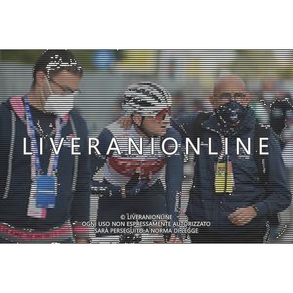 16-10-2020 Giro D\'italia; Tappa 13 Cervia - Monselice; 2020, Trek - Segafredo; Ciccone, Giulio; Dt, Magni Emilio; Monselice; ©SIROTTI / AGENZIA ALDO LIVERANI SAS