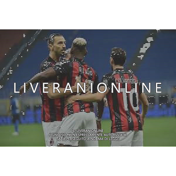 esultanza Milan dopo il secondo gol del 2 a 0 di zlatan ibrahimovic Inter vs Milan Campionato Serie A TIM - 4¬∞ giornata Milano 17-10-2020 Stadio Giuseppe Meazza - San Siro foto Roberto Garavaglia - agenzia Aldo Liverani sas/ AGENZIA ALDO LIVERANI SAS