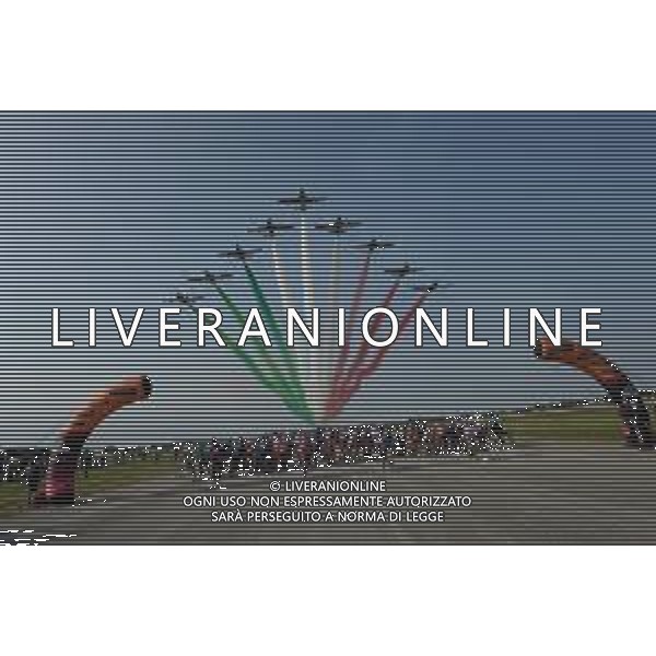 18-10-2020 Giro D\'italia; Tappa 15 Base Aerea Rivolto - Piancavallo; 2020, Deceuninck - Quick Step; 2020, Groupama - Fdj; 2020, Ef; 2020, Uae - Emirates; Almeida, Joao; Demare, Arnaud; Guerreiro, Ruben; Mcnulty, Brandon; Frecce, Tricolori; Base Aerea Rivolto; ©SIROTTI / AGENZIA ALDO LIVERANI SAS