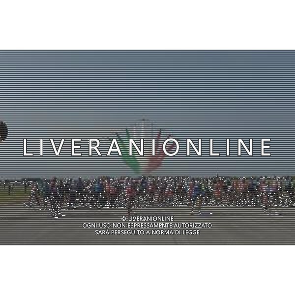 18-10-2020 Giro D\'italia; Tappa 15 Base Aerea Rivolto - Piancavallo; 2020, Deceuninck - Quick Step; 2020, Groupama - Fdj; 2020, Ef; 2020, Uae - Emirates; Almeida, Joao; Demare, Arnaud; Guerreiro, Ruben; Mcnulty, Brandon; Frecce, Tricolori; Base Aerea Rivolto; ©SIROTTI / AGENZIA ALDO LIVERANI SAS