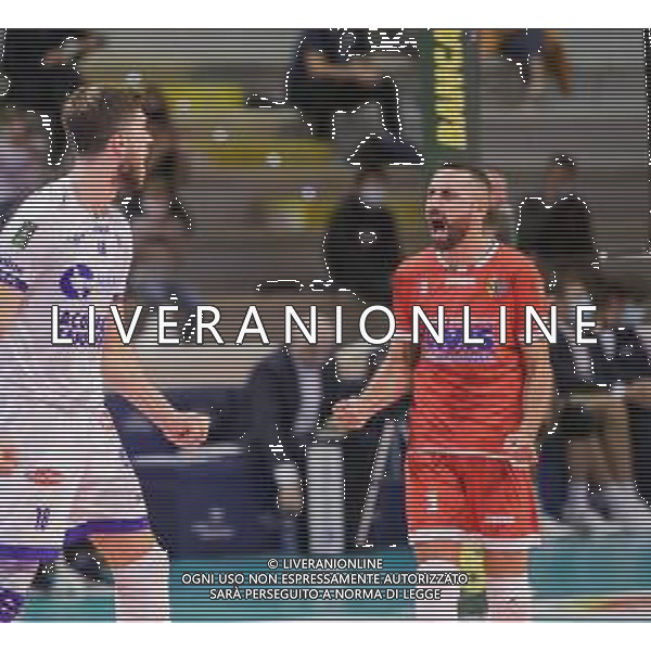 Top Volley Cisterna vs Vero Volley Monza - Campionato di Volley Superlega Serie A 2020/2021, 18 ottobre 2020 Latina, Italia Nella foto: esultanza Domenico Cavaccini Top Volley Cisterna @LM/Luigi Mariani AG ALDO LVERANI SAS