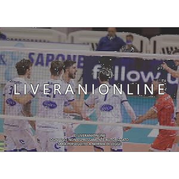 Top Volley Cisterna vs Vero Volley Monza - Campionato di Volley Superlega Serie A 2020/2021, 18 ottobre 2020 Latina, Italia Nella foto: esultanza Top Volley Cisterna @LM/Luigi Mariani