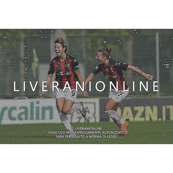 Valentina Giacinti (Milan) SX esulta dopo il gol del 3 a 1 Milan sulla DX Linda Tucceri Cimini (Milan) Milan Women vs Inter Milano Women Campionato Serie A Femminile - 6° giornata Milano 18-10-2020 centro sportivo Peppino Vismara foto Roberto Garavaglia - agenzia Aldo Liverani sas