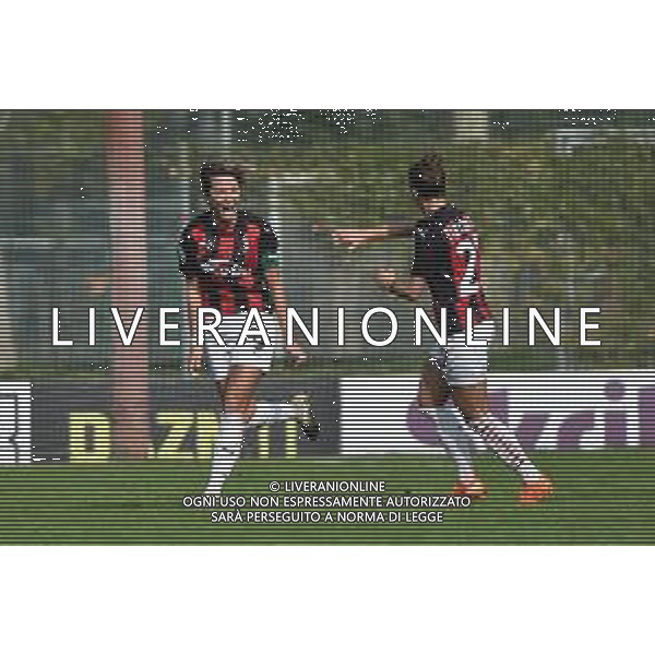 Valentina Giacinti (Milan) SX esulta dopo il gol del 3 a 1 Milan sulla DX Linda Tucceri Cimini (Milan) Milan Women vs Inter Milano Women Campionato Serie A Femminile - 6° giornata Milano 18-10-2020 centro sportivo Peppino Vismara foto Roberto Garavaglia - agenzia Aldo Liverani sas