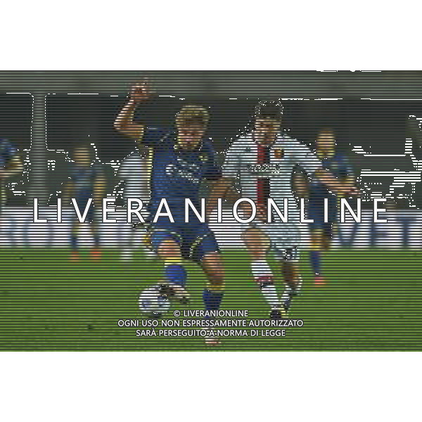 Hellas Verona vs Genoa - italian soccer Serie A match 2020/2021, 19 October 2020 Verona, Italy Photo showing: Matteo Lovato (Verona) and Eldo Shomurodov (Genoa) @LM/Alessio Tarpini/ AGENZIA ALDO LIVERANI SAS