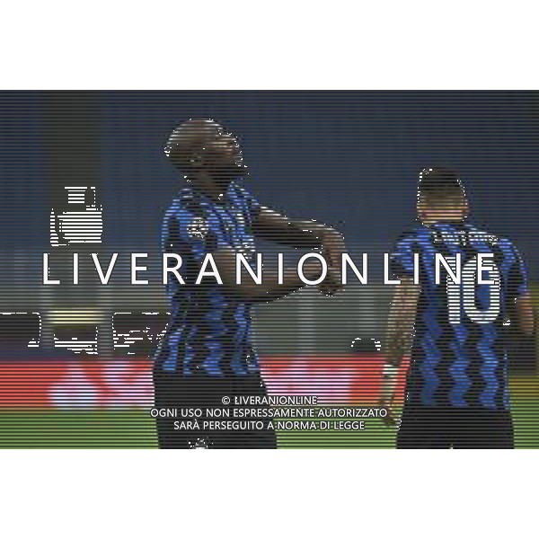 Romelu Lukaku (Inter) esultanza dopo il gol dell’1 a 0 Inter con lautaro martinez Inter vs Borussia Monchengladbach UEFA Champions League fase a gironi 1¬∞ giornata - gruppo B Milano 21-10-2020 stadio Giuseppe Meazza - San Siro foto Roberto Garavaglia - agenzia Aldo Liverani sas / AGENZIA ALDO LIVERANI SAS