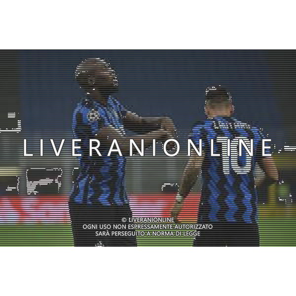 Romelu Lukaku (Inter) SX e Lautaro Martinez (Inter) DX Inter vs Borussia Monchengladbach UEFA Champions League fase a gironi 1¬∞ giornata - gruppo B Milano 21-10-2020 stadio Giuseppe Meazza - San Siro foto Roberto Garavaglia - agenzia Aldo Liverani sas / AGENZIA ALDO LIVERANI SAS