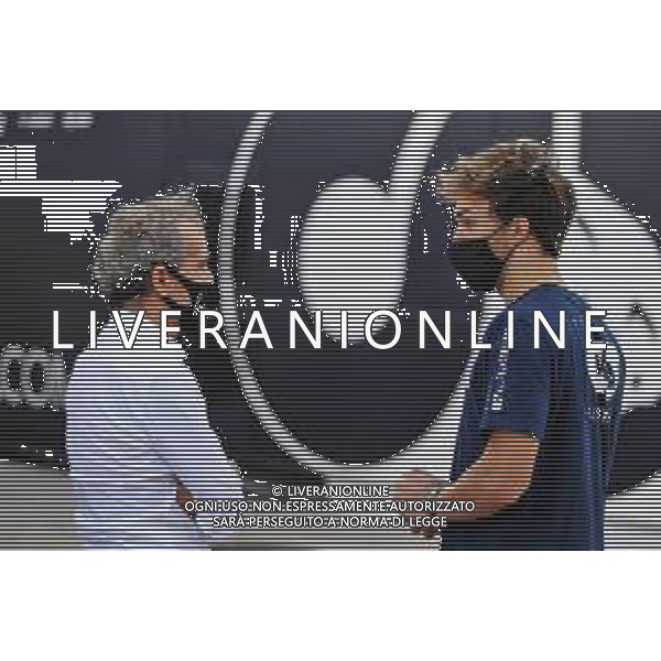 (L to R): Alain Prost (FRA) Renault F1 Team Non-Executive Director with Pierre Gasly (FRA) AlphaTauri. 22.10.2020. Formula 1 World Championship, Rd 12, Portuguese Grand Prix, Portimao, Portugal, Preparation Day. - www.xpbimages.com, EMail: requests@xpbimages.com © Copyright: Moy / XPB Images / AGENZIA ALDO LIVERANI SAS - ITALY ONLY EDITORIAL USE ONLY