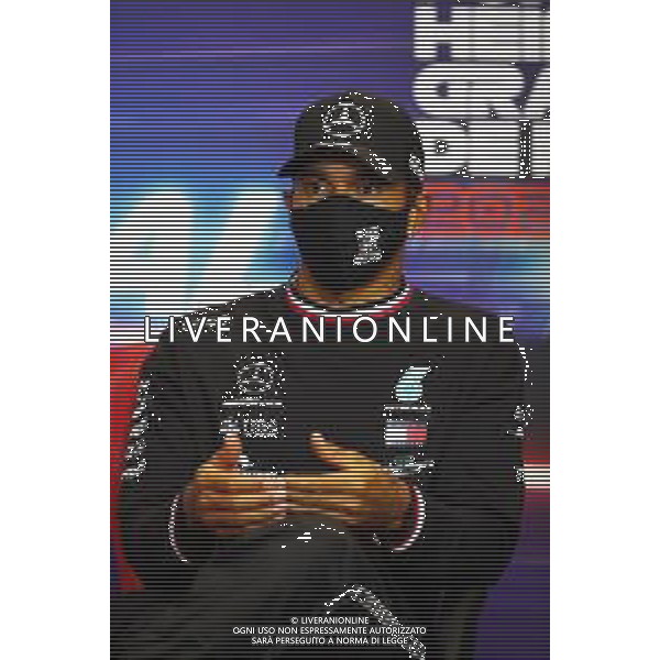 Lewis Hamilton (GBR) Mercedes AMG F1 in the FIA Press Conference. 22.10.2020. Formula 1 World Championship, Rd 12, Portuguese Grand Prix, Portimao, Portugal, Preparation Day. - www.xpbimages.com, EMail: requests@xpbimages.com © Copyright: FIA Pool Image for Editorial Use Only / AGENZIA ALDO LIVERANI SAS - ITALY ONLY EDITORIAL USE ONLY