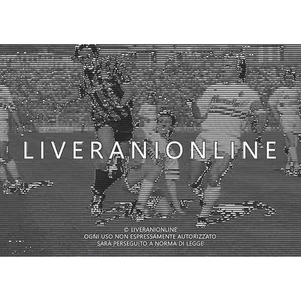 07-04-1991 BERGAMO CAMPIONATO DI CALCIO SERIE A ATALANTA BOLOGNA 4-0 NELLA FOTO EVAIR APARECIDO-PAOLO NEGRO-RENATO VILLA AG ALDO LIVERANI SAS