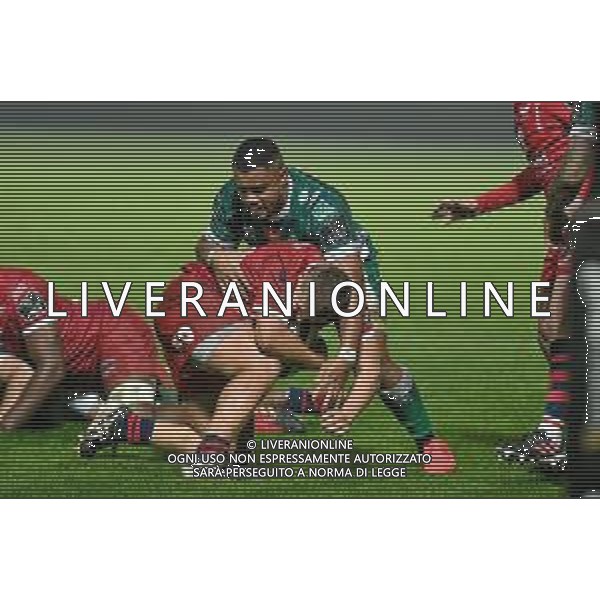 Benetton Treviso vs Scarlets Rugby - Rugby Guinness Pro 14 match 2020/2021, 23 October 2020 Stadio Comunale di Monigo, Treviso, Italy Photo showing: Taylor Davies (Scarlets) tackled by Toa Halafihi (Treviso) @LM/Ettore Griffoni AG ALDO LIVERANI SAS
