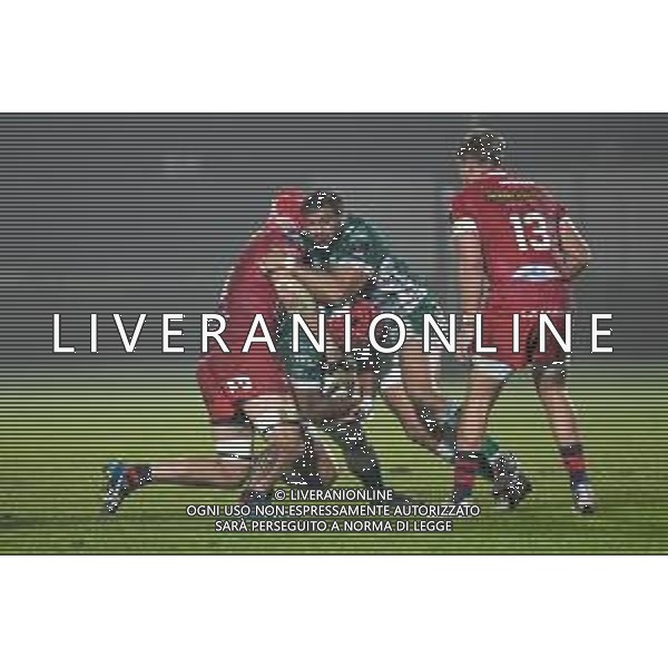 Benetton Treviso vs Scarlets Rugby - Rugby Guinness Pro 14 match 2020/2021, 23 October 2020 Stadio Comunale di Monigo, Treviso, Italy Photo showing: Hame Faiva (Treviso) tackled by Blade Thomson (Scarlets) helped by Nicola Quaglio (Treviso) @LM/Ettore Griffoni AG ALDO LIVERANI SAS