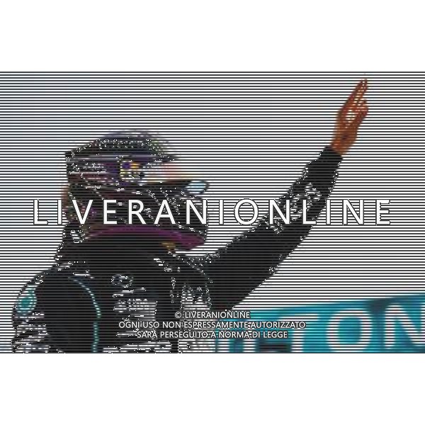 Lewis Hamilton (GBR) Mercedes AMG F1 celebrates his pole position in qualifying parc ferme. 24.10.2020. Formula 1 World Championship, Rd 12, Portuguese Grand Prix, Portimao, Portugal, Qualifying Day. - www.xpbimages.com, EMail: requests@xpbimages.com © Copyright: FIA Pool Image for Editorial Use Only / AGENZIA ALDO LIVERANI SAS - ITALY ONLY EDITORIAL USE ONLY