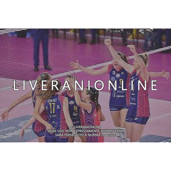 Savino Del Bene Scandicci vs Igor Gorgonzola Novara - Volleyball Italian Serie A1 Women Championship 2020/2021, 24 October 2020 scandicci, Italy Photo showing: Savino Del Bene Scandicci players celebrate @LM/Lisa Guglielmi AG ALDO LIVERANI SAS