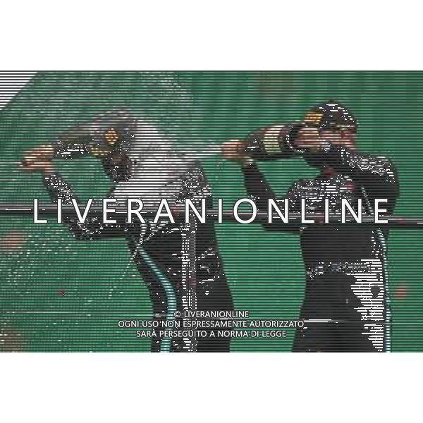 1st place Lewis Hamilton (GBR) Mercedes AMG F1 W11 and Valtteri Bottas (FIN) Mercedes AMG F1 W11. 25.10.2020. Formula 1 World Championship, Rd 12, Portuguese Grand Prix, Portimao, Portugal, Race Day. - www.xpbimages.com, EMail: requests@xpbimages.com © Copyright: Batchelor / XPB Images/AGENZIA ALDO LIVERANI SAS - ITALY ONLY EDITORIAL USE ONLY