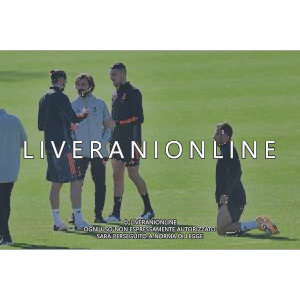 Torino 27.10.2020 Centro Sportivo Continassa Alessandro Falzone/Ag. Aldo Liverani sas Allenamento di vigilia del match Juventus Barcellona Nella foto: Andrea Pirlo-Adrien Rabiot-Merith Demiral-Arthur ©FALZONE / AGENZIA ALDO LIVERANI SAS