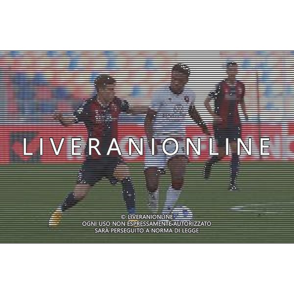 Bologna Calcio vs Reggina 1914 - Italian soccer Coppa Italia match 2020/2021, 27 October 2020 Dall&#39;Ara Stadium, Bologna, Italy Photo showing: Bologna\'s Andri Fannar Baldursson (L) and Reggina\'s Ricardo Faty @LM/Michele Nucci AG ALDO LIVERANI SAS