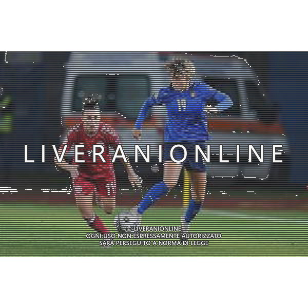 Euro 2022 Qualifiers - Italy Women vs Denmark - Italian Soccer Team, 27 October 2020 Carlo Castellani Stadium, empoli, Italy Photo showing: Valentina Giacinti (Italy), Katrine Veje (Denmark) @LM/Lisa Guglielmi/ AGENZIA ALDO LIVERANI SAS