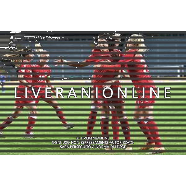 Euro 2022 Qualifiers - Italy Women vs Denmark - Italian Soccer Team, 27 October 2020 Carlo Castellani Stadium, empoli, Italy Photo showing: Denmark players celebrate the goal @LM/Lisa Guglielmi/ AGENZIA ALDO LIVERANI SAS