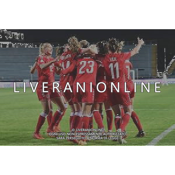 Euro 2022 Qualifiers - Italy Women vs Denmark - Italian Soccer Team, 27 October 2020 Carlo Castellani Stadium, empoli, Italy Photo showing: Denmark players celebrate the goal @LM/Lisa Guglielmi/ AGENZIA ALDO LIVERANI SAS