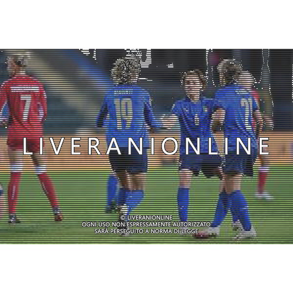Euro 2022 Qualifiers - Italy Women vs Denmark - Italian Soccer Team, 27 October 2020 Carlo Castellani Stadium, empoli, Italy Photo showing: Italy players celebrate the goal @LM/Lisa Guglielmi/ AGENZIA ALDO LIVERANI SAS