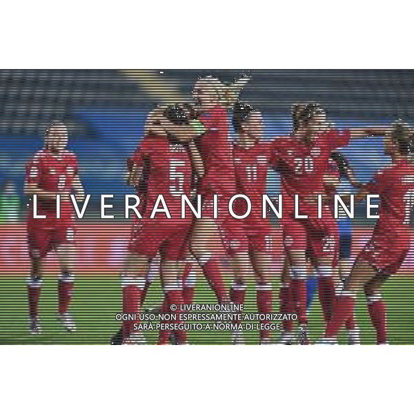 Euro 2022 Qualifiers - Italy Women vs Denmark - Italian Soccer Team, 27 October 2020 Carlo Castellani Stadium, empoli, Italy Photo showing: Denmark players celebrate the victory @LM/Lisa Guglielmi/ AGENZIA ALDO LIVERANI SAS
