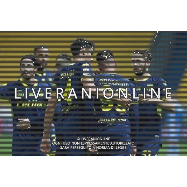 Parma Calcio 1913 vs Pescara Calcio - Italian soccer Coppa Italia match 2020/2021, 28 October 2020 Stadio Ennio Tardini, parma, Italy Photo showing: Andrea Adorante (Parma Calcio 1913) celebrates with his teammates after scoring a goal @LM/Francesco Scaccianoce AG ALDO LIVERANI SAS
