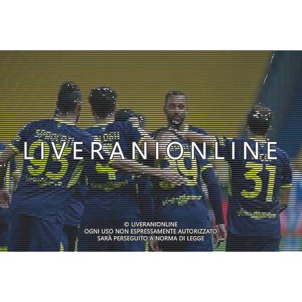 Parma Calcio 1913 vs Pescara Calcio - Italian soccer Coppa Italia match 2020/2021, 28 October 2020 Stadio Ennio Tardini, parma, Italy Photo showing: Andrea Adorante (Parma Calcio 1913) celebrates with his teammates after scoring a goal @LM/Francesco Scaccianoce AG ALDO LIVERANI SAS