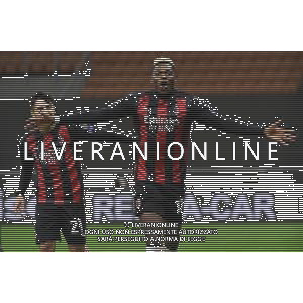 Rafael Leao (Milan) esultanza dopo il gol del 2 a 0 Milan e sulla SX Brahim Diaz (Milan) Milan vs Sparta Praga UEFA Europa League fase a gironi 2° giornata - gruppo H Milano 29-10-2020 Stadio Giuseppe Meazza - San Siro foto Roberto Garavaglia/agenzia Aldo Liverani sas