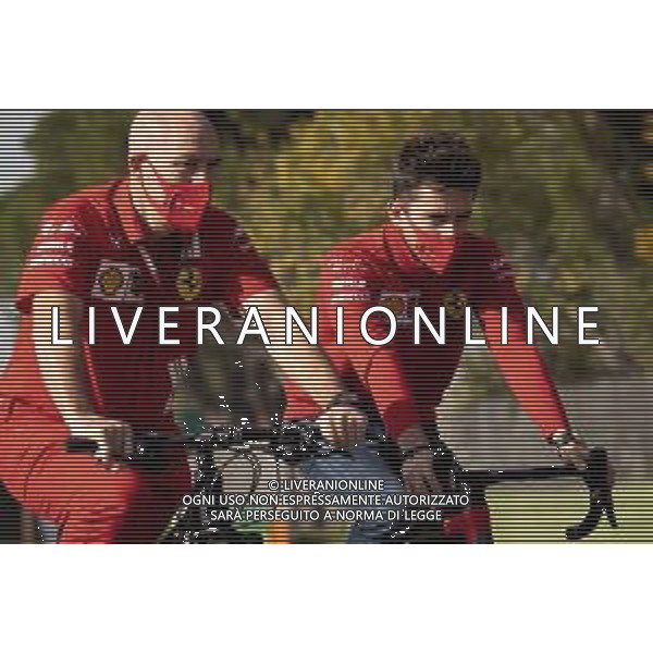 Charles Leclerc (MON) Ferrari rides the circuit with Jock Clear (GBR) Ferrari Engineering Director. 30.10.2020. Formula 1 World Championship, Rd 13, Emilia Romagna Grand Prix, Imola, Italy, Practice Day. - www.xpbimages.com, EMail: requests@xpbimages.com © Copyright: Bearne / XPB Images /AGENZIA ALDO LIVERANI SAS - ITALY ONLY EDITORIAL USE ONLY