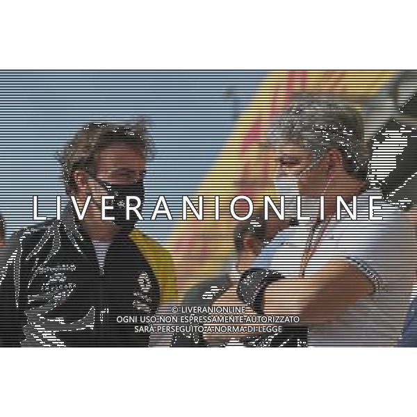 (L to R): Fernando Alonso (ESP) Renault F1 Team with Luca de Meo (ITA) Groupe Renault Chief Executive Officer. 31.10.2020. Formula 1 World Championship, Rd 13, Emilia Romagna Grand Prix, Imola, Italy, Qualifying Day. - www.xpbimages.com, EMail: requests@xpbimages.com © Copyright: Moy / XPB Images /AGENZIA ALDO LIVERANI SAS - ITALY ONLY EDITORIAL USE ONLY