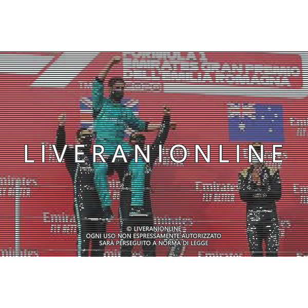 1st place Lewis Hamilton (GBR) Mercedes AMG F1 W11, 2nd Valtteri Bottas (FIN) Mercedes AMG F1 W11 and 3rd place Daniel Ricciardo (AUS) Renault F1 Team RS20. 01.11.2020. Formula 1 World Championship, Rd 13, Emilia Romagna Grand Prix, Imola, Italy, Race Day. - www.xpbimages.com, EMail: requests@xpbimages.com © Copyright: Batchelor / XPB Images/AGENZIA ALDO LIVERANI SAS - ITALY ONLY EDITORIAL USE ONLY