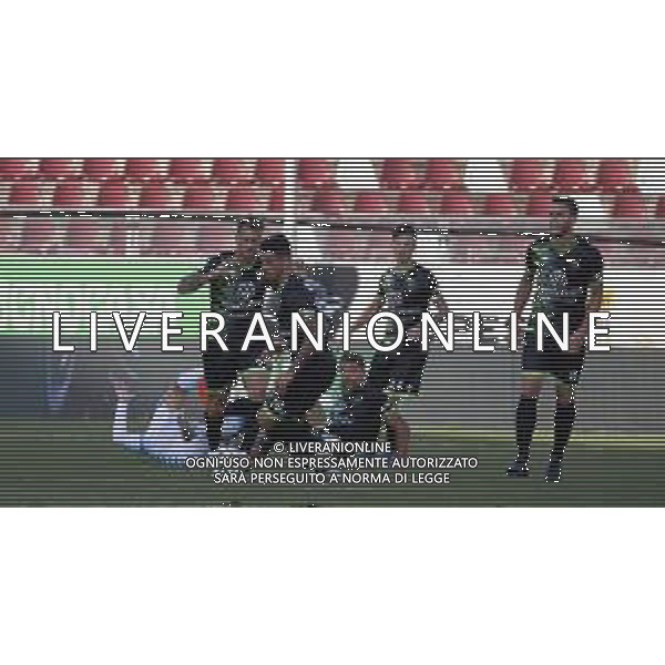 Reggina vs Spal - Italian Football Championship League BKT 2020/2021, 01 November 2020 reggio calabria, Italy Photo showing: Nicola Bellomo Reggina Lorenzo Criseting Reggina Enrico Delprato Reggina Thiago Cionek @LM/Valentina Giannettoni/ AGENZIA ALDO LIVERANI SAS