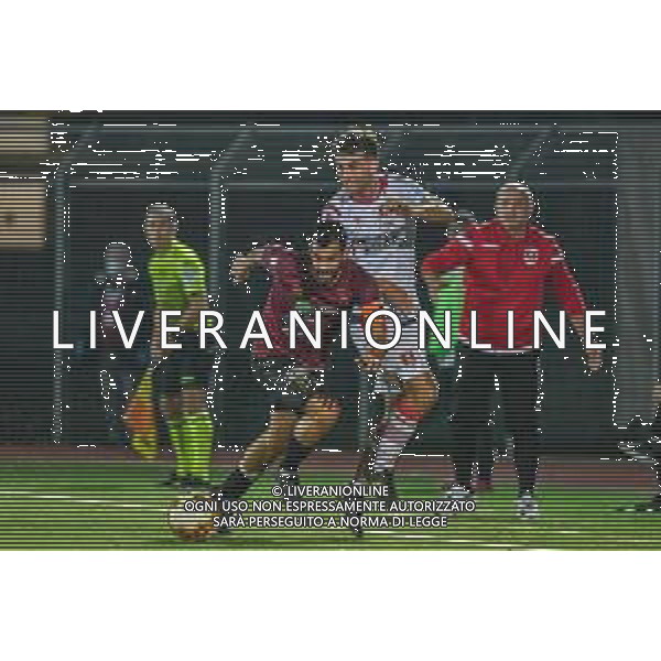 Pontedera vs Grosseto - Campionato di Calcio Serie C - Lega Pro 2020/2021, 01 novembre 2020 Pontedera, Italia Nella foto: Andrea Caponi (Pontedera) e Erdis Kraja (Grosseto) @LM/Fabio Fagiolini AG ALDO LIVERANI SAS