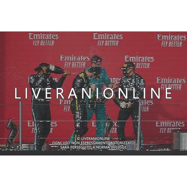 Formula 1 Emirates Gran Premio Dell\'emilia Romagna 2020, Emilia Romagna Grand Prix - Sunday - Formula 1 Championship, 01 November 2020 Autodromo Internazionale Enzo e Dino Ferrari, imola (bo), Italy Photo showing: HAMILTON Lewis (gbr), Mercedes AMG F1 GP W11 Hybrid EQ Power+, BOTTAS Valtteri (fin), Mercedes AMG F1 GP W11 Hybrid EQ Power+, RICCIARDO Daniel (aus), Renault F1 Team RS20, podium @LM/DPPI/DPPI/Joao Filipe AG ALDO LIVERANI SAS