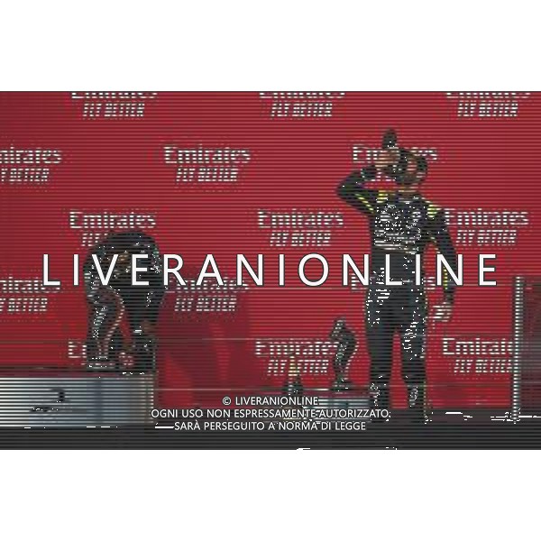 Formula 1 Emirates Gran Premio Dell\'emilia Romagna 2020, Emilia Romagna Grand Prix - Sunday - Formula 1 Championship, 01 November 2020 Autodromo Internazionale Enzo e Dino Ferrari, imola (bo), Italy Photo showing: HAMILTON Lewis (gbr), Mercedes AMG F1 GP W11 Hybrid EQ Power+, RICCIARDO Daniel (aus), Renault F1 Team RS20, podium @LM/DPPI/DPPI/Joao Filipe AG ALDO LIVERANI SAS