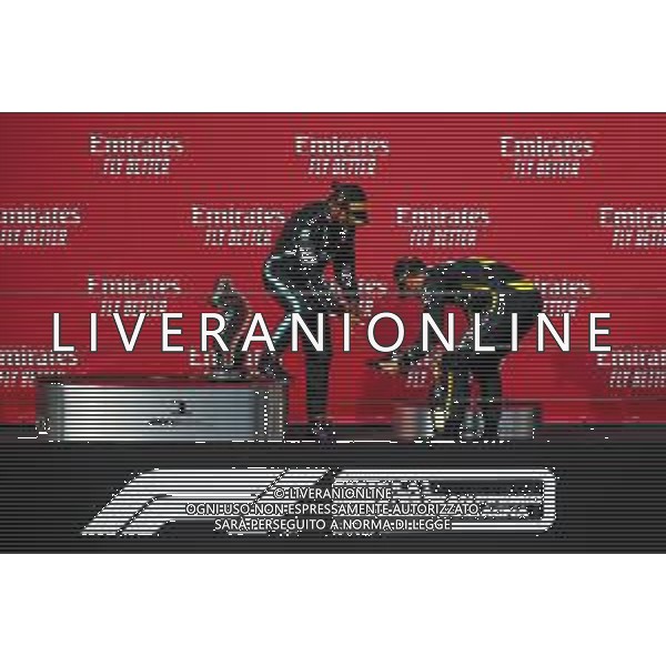 Formula 1 Emirates Gran Premio Dell\'emilia Romagna 2020, Emilia Romagna Grand Prix - Sunday - Formula 1 Championship, 01 November 2020 Autodromo Internazionale Enzo e Dino Ferrari, imola (bo), Italy Photo showing: HAMILTON Lewis (gbr), Mercedes AMG F1 GP W11 Hybrid EQ Power+, RICCIARDO Daniel (aus), Renault F1 Team RS20, podium @LM/DPPI/DPPI/Joao Filipe AG ALDO LIVERANI SAS