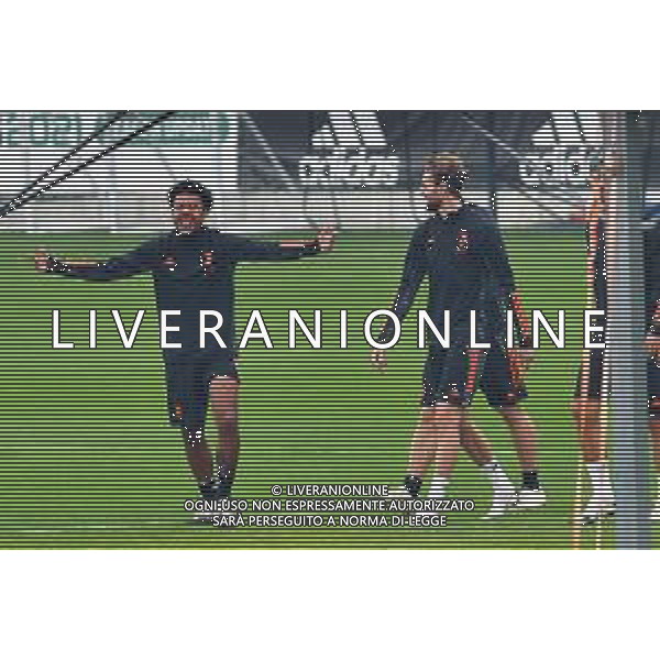 Torino 03.11.2020 Centro Sportivo Continassa Alessandro Falzone/Ag. Aldo Liverani sas Allenamento di vigilia del match di Champions League Ferencvàros-Juventus Nella foto: Weston McKennie-Adrien Rabiot ©FALZONE /AGENZIA ALDO LIVERANI SAS