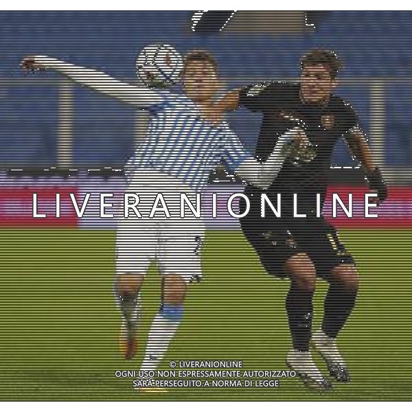 Spal - Salernitana Serie BKT 06/11/2020 nella foto: Esposito Sebastiano(spal ferrara) Di Tacchio Francesco(salernitana) ©Claudio Zamagni/Agenzia Aldo Liverani Esposito Sebastiano(spal ferrara) Di Tacchio Francesco(salernitana) during Italian Serie BKT soccer match between Spal and Salernitana at Paolo Mazza Stadium in Ferrara on November 6 2020 photo credit by Claudio Zamagni/Aldo Liverani Photo Agency