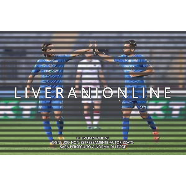 Empoli vs Reggina - Campionato di Calcio Serie BKT 2020/2021, 07 novembre 2020 Empoli, Italia Nella foto: Esultanza Leonardo Mancuso (Empoli) e Filippo Bandinelli (Empoli) @LM/Lisa Guglielmi AG ALDO LIVERANI SAS