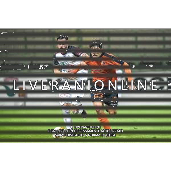 Pistoiese vs Pontedera - Campionato di Calcio Serie C - Lega Pro 2020/2021, 08 novembre 2020 Pistoia, Italia Nella foto: Francesco Vaccaro (Pontedera) e Pietro Tempestini (Pistoiese) @LM/Fabio Fagiolini AG ALDO LIVERANI SAS
