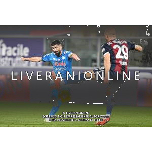 Bologna Calcio vs SSC Napoli - Italian soccer Serie A match 2020/2021, 08 November 2020 Dall&#39;Ara stadium, Bologna, Italy Photo showing: Elseid Hysaj (Napoli) hampered by Lorenzo De Silvestri (Bologna) @LM/Ettore Griffoni AG ALDO LIVERANI SAS