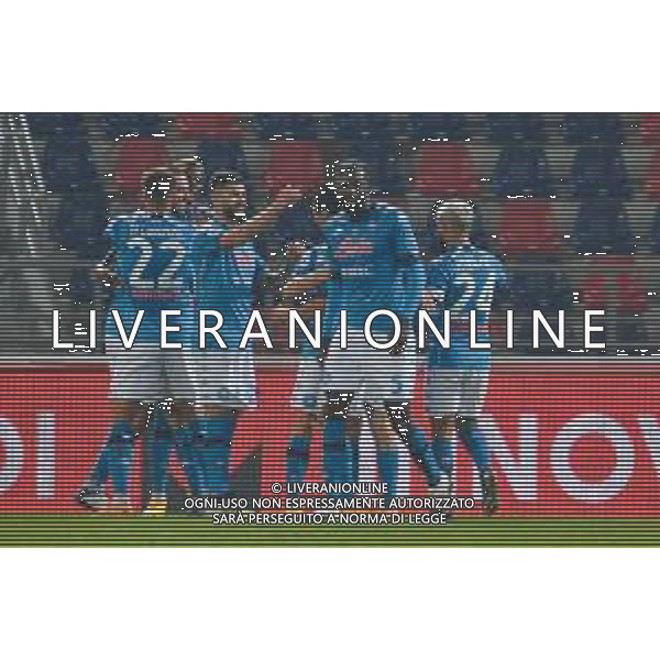 BOLOGNA - NAPOLI CAMPIONATO CALCIO SERIE A TIM 08.11.2020 NELLA FOTO Esultanza giocatori del Napoli dopo il goal di Osimhen ©Roberto Villani / AGENZIA ALDO LIVERANI SAS