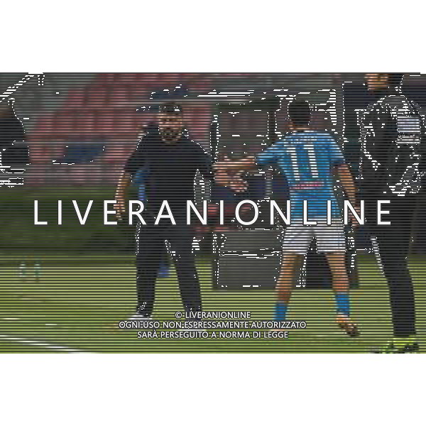 BOLOGNA - NAPOLI CAMPIONATO CALCIO SERIE A TIM 08.11.2020 NELLA FOTO Il saluto di Gennaro Gattuso a Lozano dopo la sostituzione ©Roberto Villani / AGENZIA ALDO LIVERANI SAS