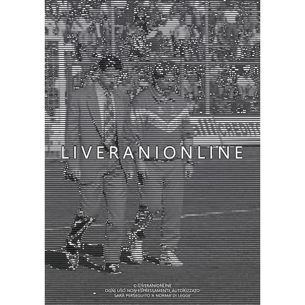 02-04-1995 BERGAMO CAMPIONATO DI CALCIO SERIE B ATALANTA PERUGIA 2-2 NELLA FOTO MAURO VIVIANI ALLENATORE PERUGIA CON GAUCCI AG ALDO LIVERANI SAS