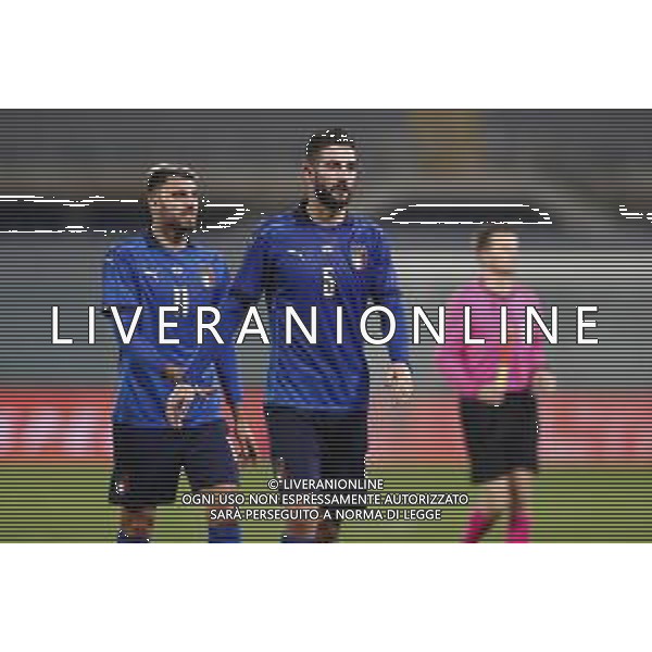 Firenze 11/11/2020 Italia - Estonia partita amichevole nella foto: Grifo Vincenzo(Italia) Gagliardini Roberto(Italia) ©Claudio Zamagni/Agenzia Aldo Liverani Grifo Vincenzo(Italia) Gagliardini Roberto(Italia) during friendly soccer match between ITALY and ESTONIA at Artemio Franchi Stadium in Florence on 11 November 2020. photo credit by Claudio Zamagni/Aldo Liverani Photo Agency