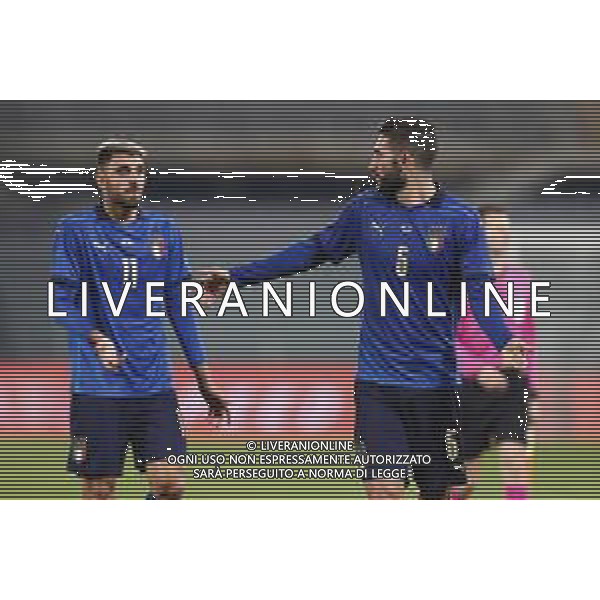 Firenze 11/11/2020 Italia - Estonia partita amichevole nella foto: Grifo Vincenzo(Italia)Gagliardini Roberto(Italia) ©Claudio Zamagni/Agenzia Aldo Liverani Grifo Vincenzo(Italia)Gagliardini Roberto(Italia) during friendly soccer match between ITALY and ESTONIA at Artemio Franchi Stadium in Florence on 11 November 2020. photo credit by Claudio Zamagni/Aldo Liverani Photo Agency